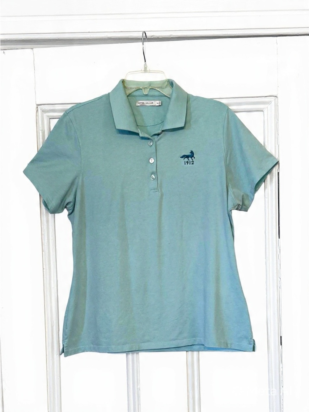 Peter Millar Women's XL Polo Shirt Aqua Blue Fox Logo 1912 Pima Cotton Blend